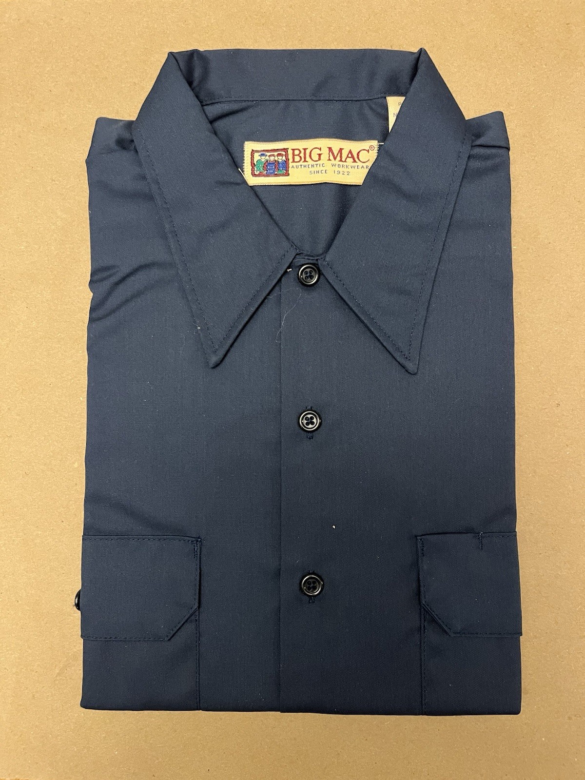 Vtg Big Mac Work Shirt NOS Large Regular 16-16 1/2 Made In USA Blue Buttons JCP