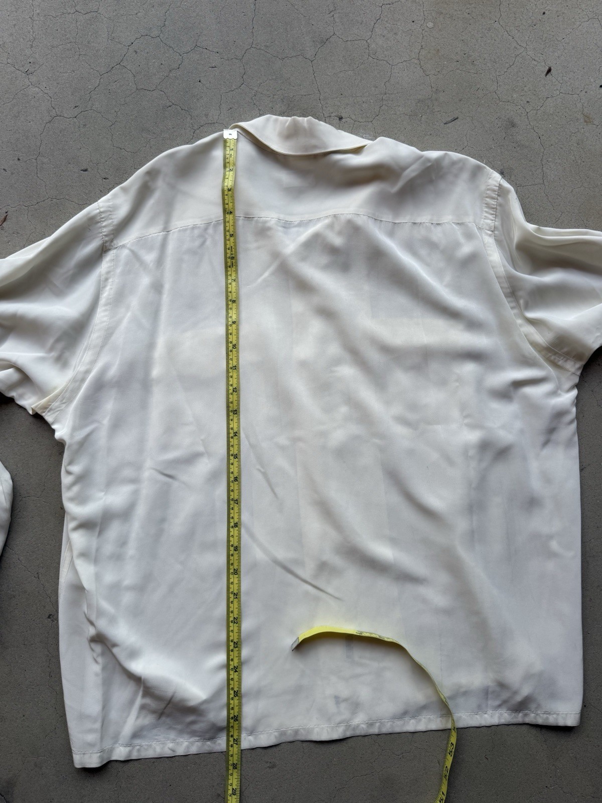 Vintage 40s 50s Glentop White Acetate Nylon Shirt Size Large Loop Collar