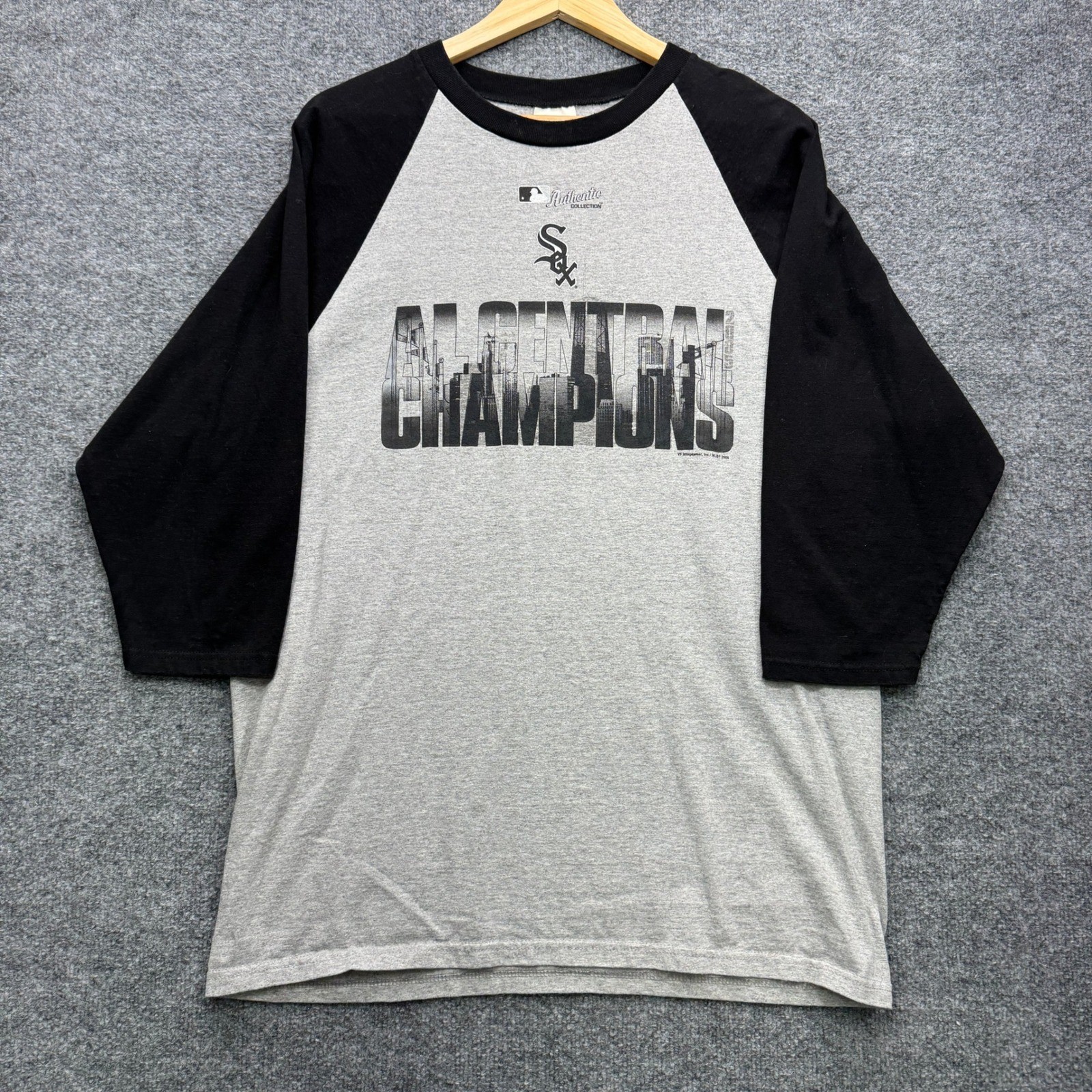 Vintage 2005 MLB Chicago White Sox Baseball Shirt Mens L Gray 3/4 Sleeve Lee