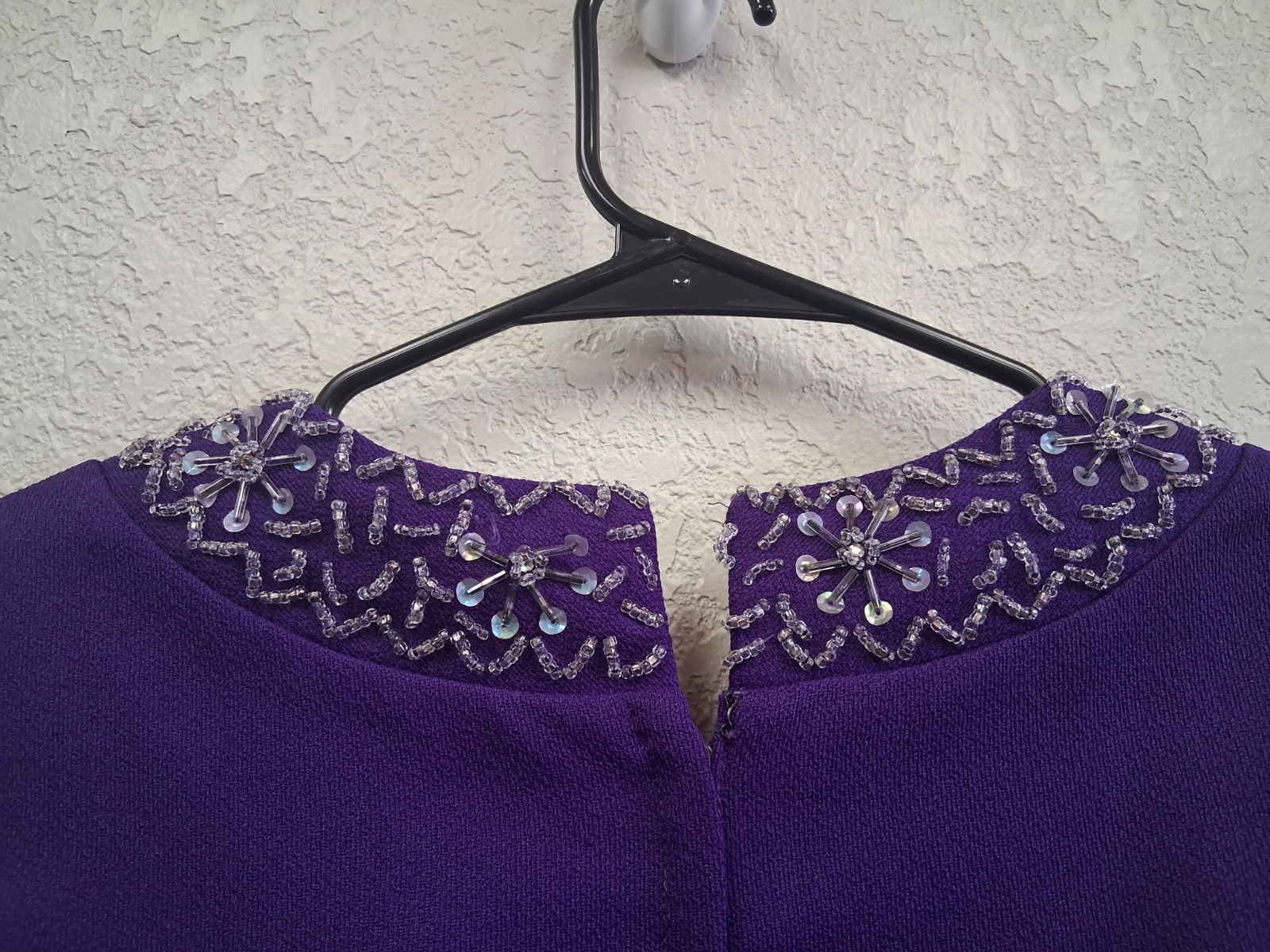 Vintage 60s Mod Dress Embellished Women’s Purple Sleeveless Belt Sz 13