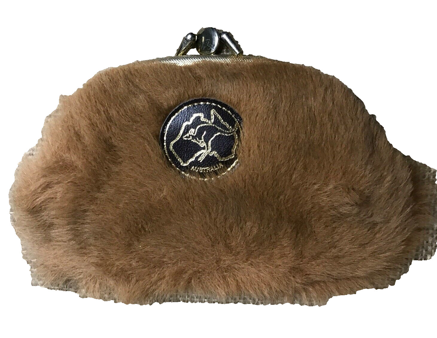 Vintage Genuine Australia Kangaroo Fur Coin Purse with Double Kiss Lock