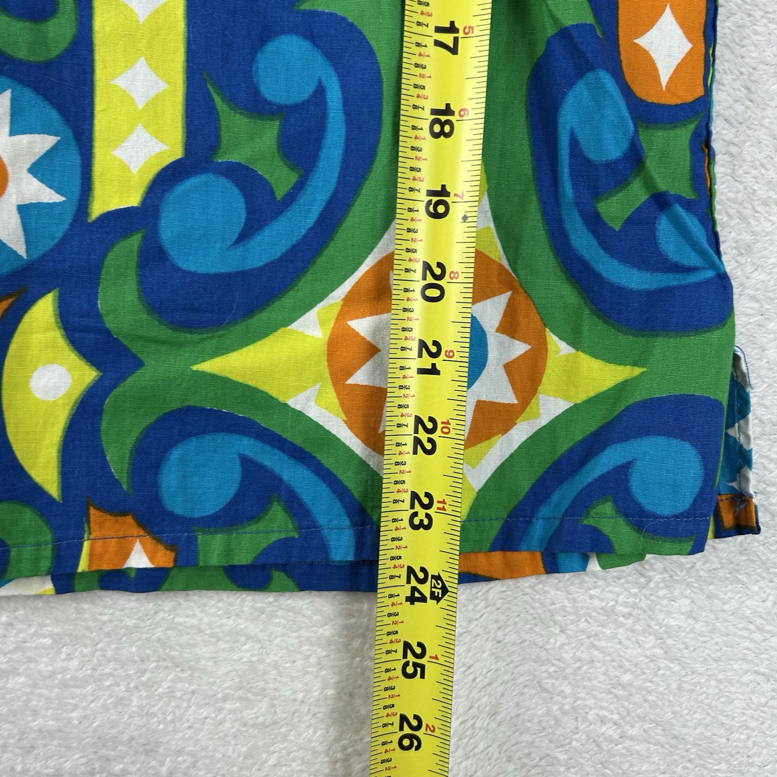 Vintage 60s Towncraft Penney’s Womens S Hawaiian Shirt Blue Tribal Psychedelic
