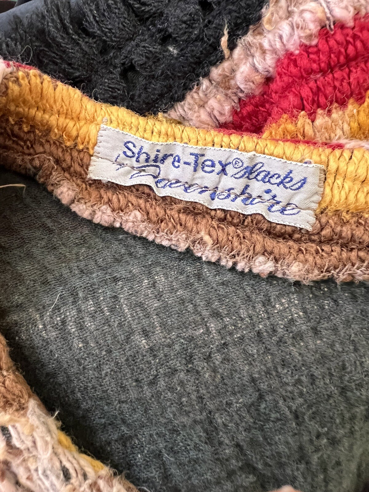 Vtg 60s 70s Unique Boho Multi Fabric Textile Fiber Art Knit Poncho Sweater S M L
