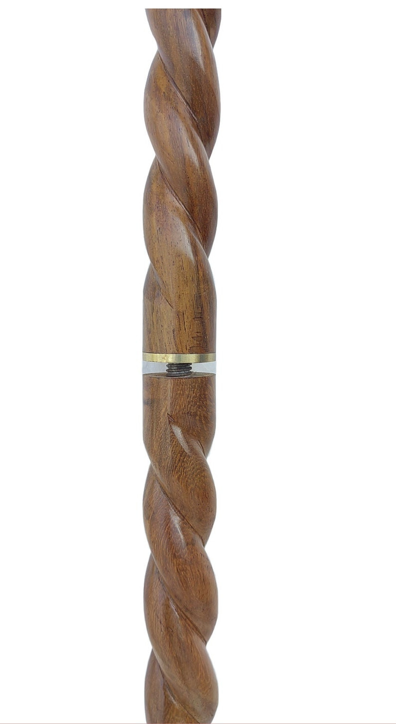 Antique solid brass Knob head Handle brown spiral Wooden Walking Cane Stick new