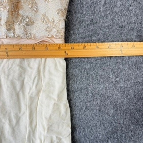 Vintage 60s Gold Brocade Empire Waist Maxi Dress Cream Sleeveless Formal Gown