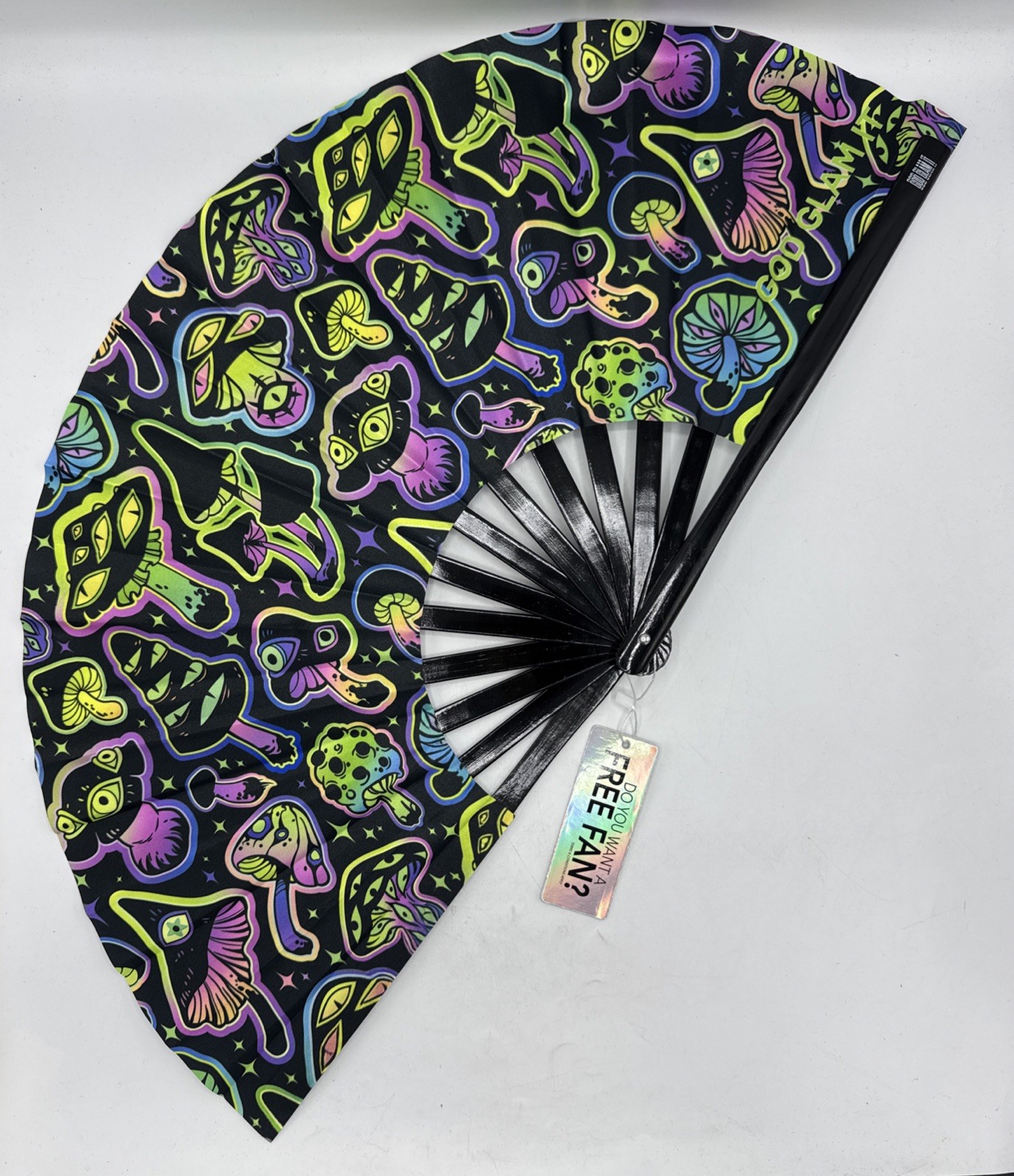 Rave Folding Fan,Large Rave Clack Folding Hand Fan black light Rave Fan Festival