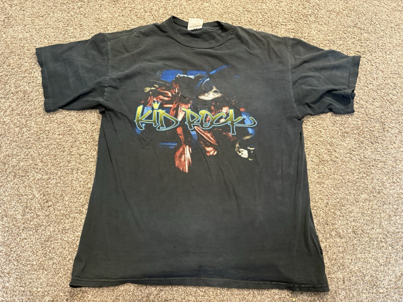 Vintage 1998 Kid Rock Winterland Band Tee Mens XL Black 90s Distressed Grunge