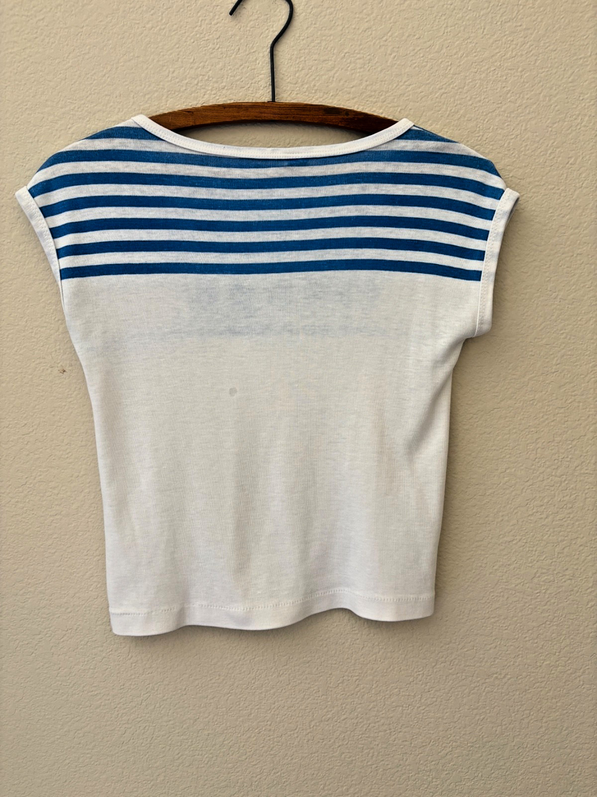 Vintage 70s 80s Thin Blue Stripe Ringer T-Shirt S Ixtapa Zihuatanejo Baby Tee