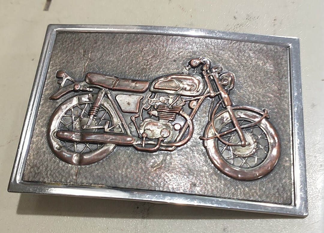 Vintage Men’s Motorcycle Belt Buckle Motor Cycle Street Bike Copper Like Finish