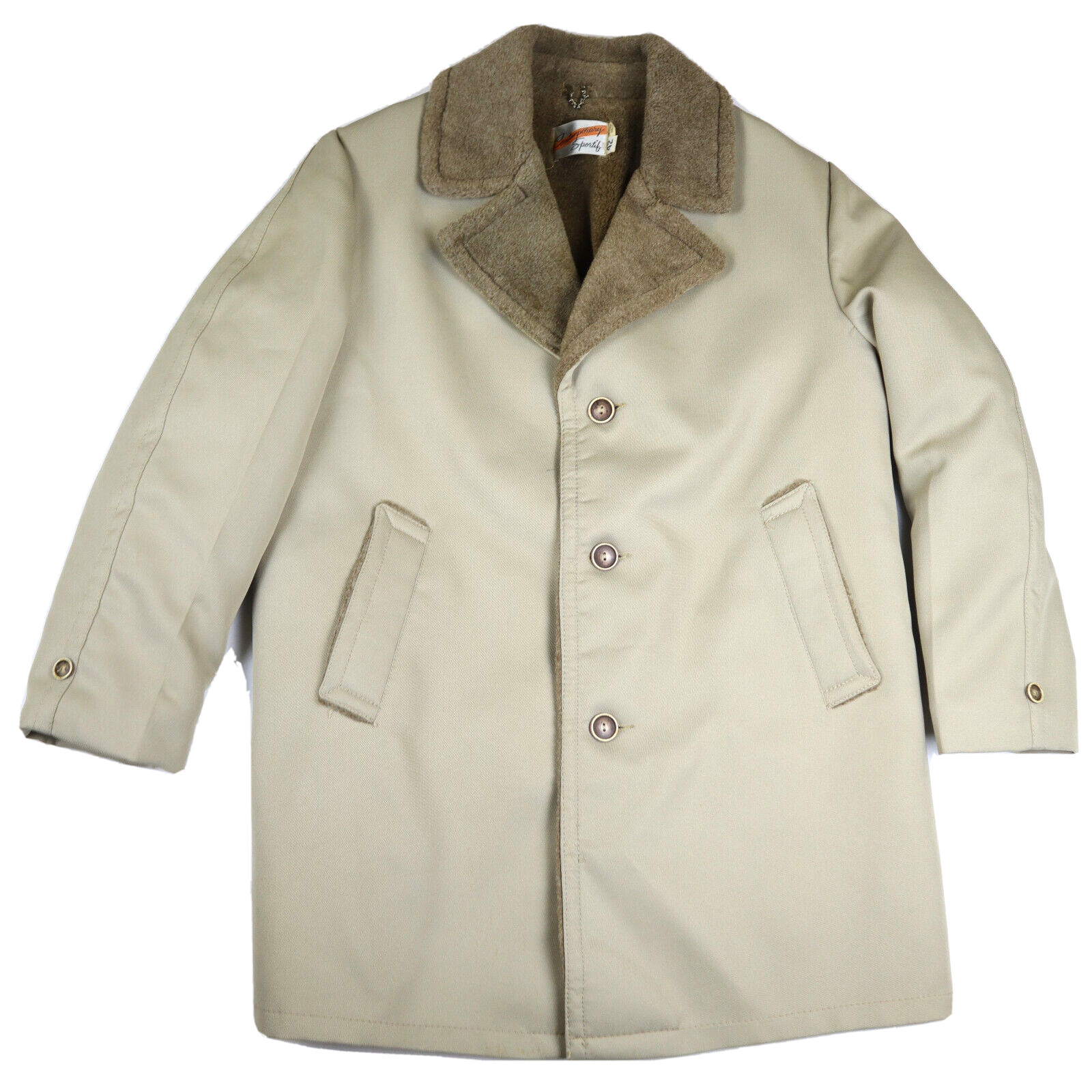 VINTAGE BEIGE WINTER OVERCOAT – CONTEMPORARY SPORTIF – SIZE 42