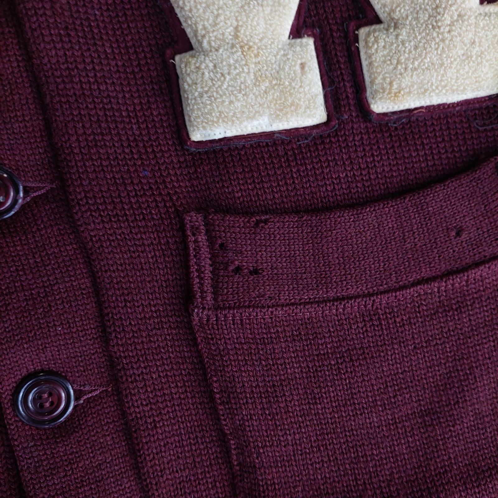Vintage 60s Sand Knit Letter W Knit Letterman Cardigan Sweater Football