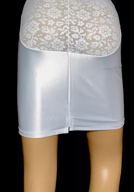 38 DD Vintage New Satin Lace Bra Girdle Full Slip Spandex One Pc Body Shaper