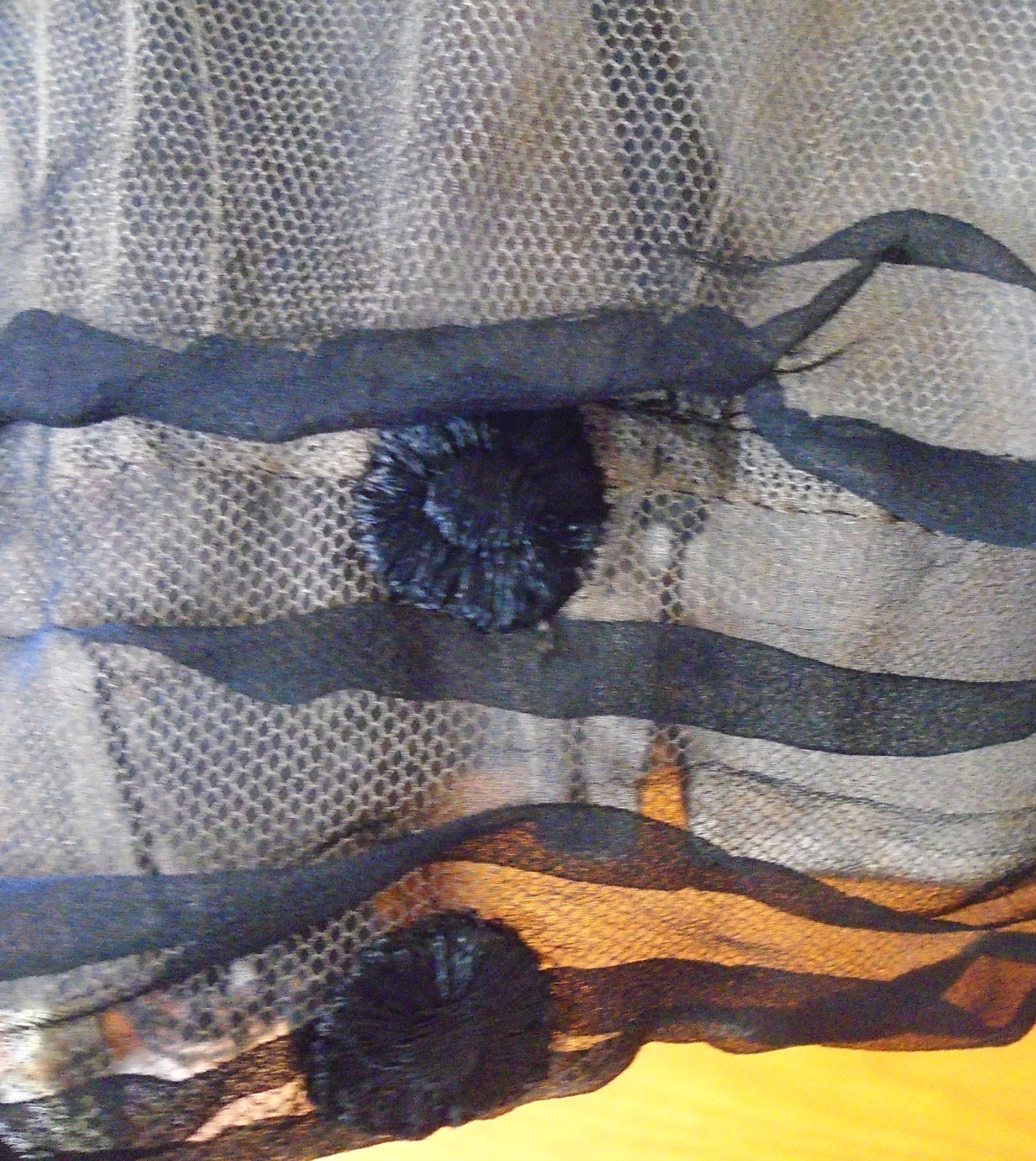 ANTIQUE 1910’s 20’s EDWARDIAN BLACK SHEER MESH BLOUSE LINED SOUTACH TRIM Sz S-M