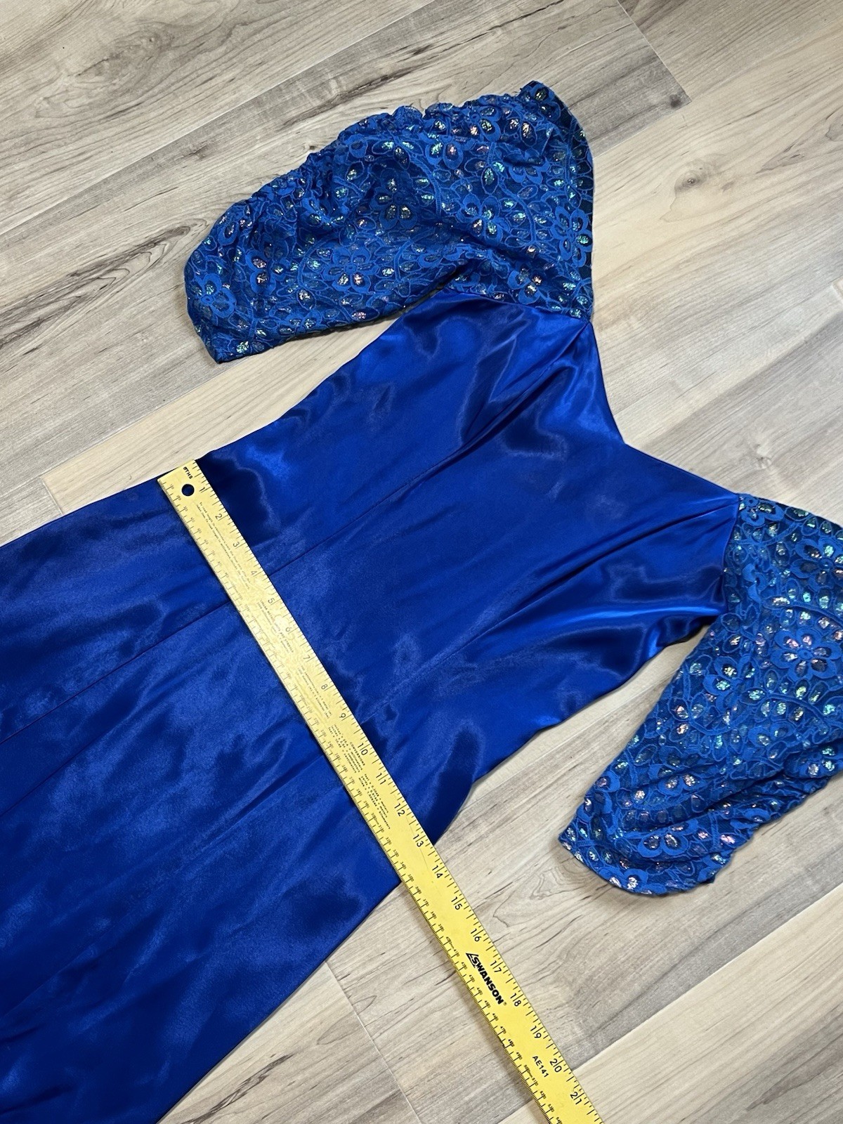 Vintage Fredericks of Hollywood Royal Blue Satin Dress
