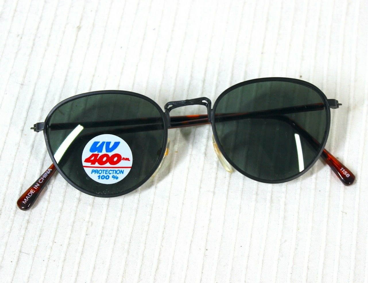 NOS Vtg 90s Sunglasses Round Black Matte Metal UV 400 NonRx Minimal y2k Unisex