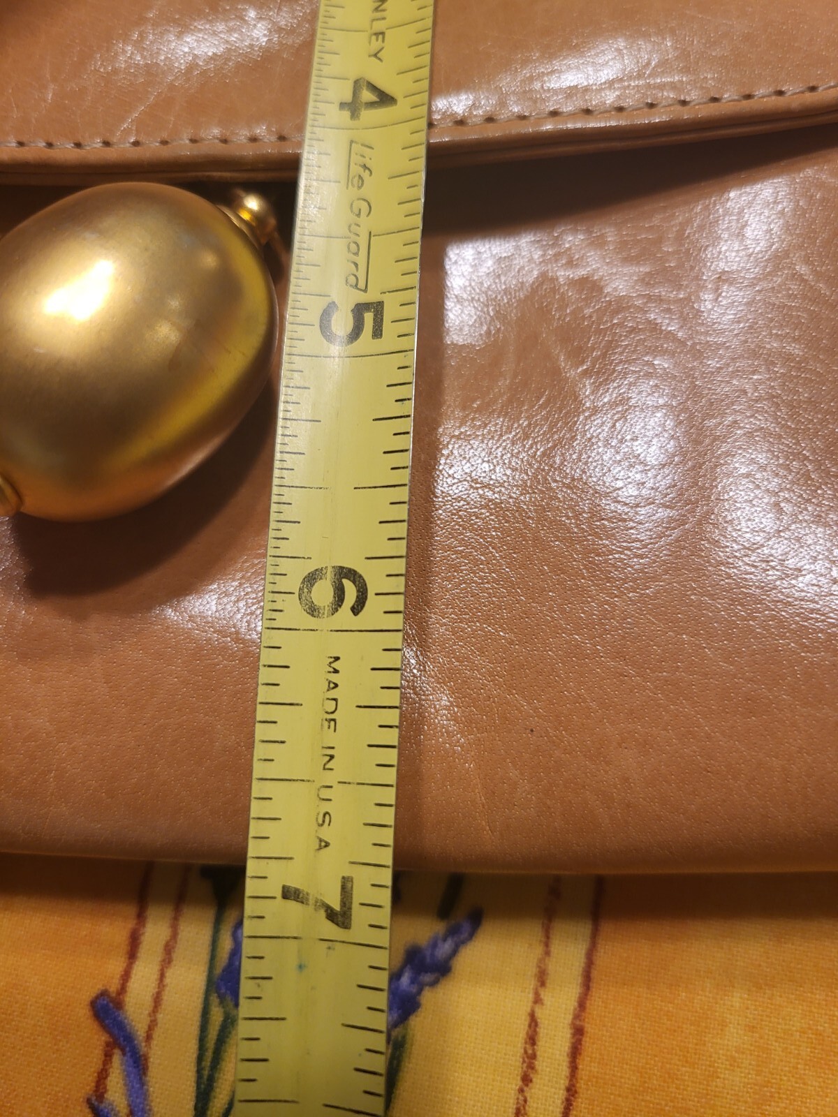 Vintage 1980s Tan Camel Leather Clutch Or Shoulder Bag Crossbody Albert Nipon