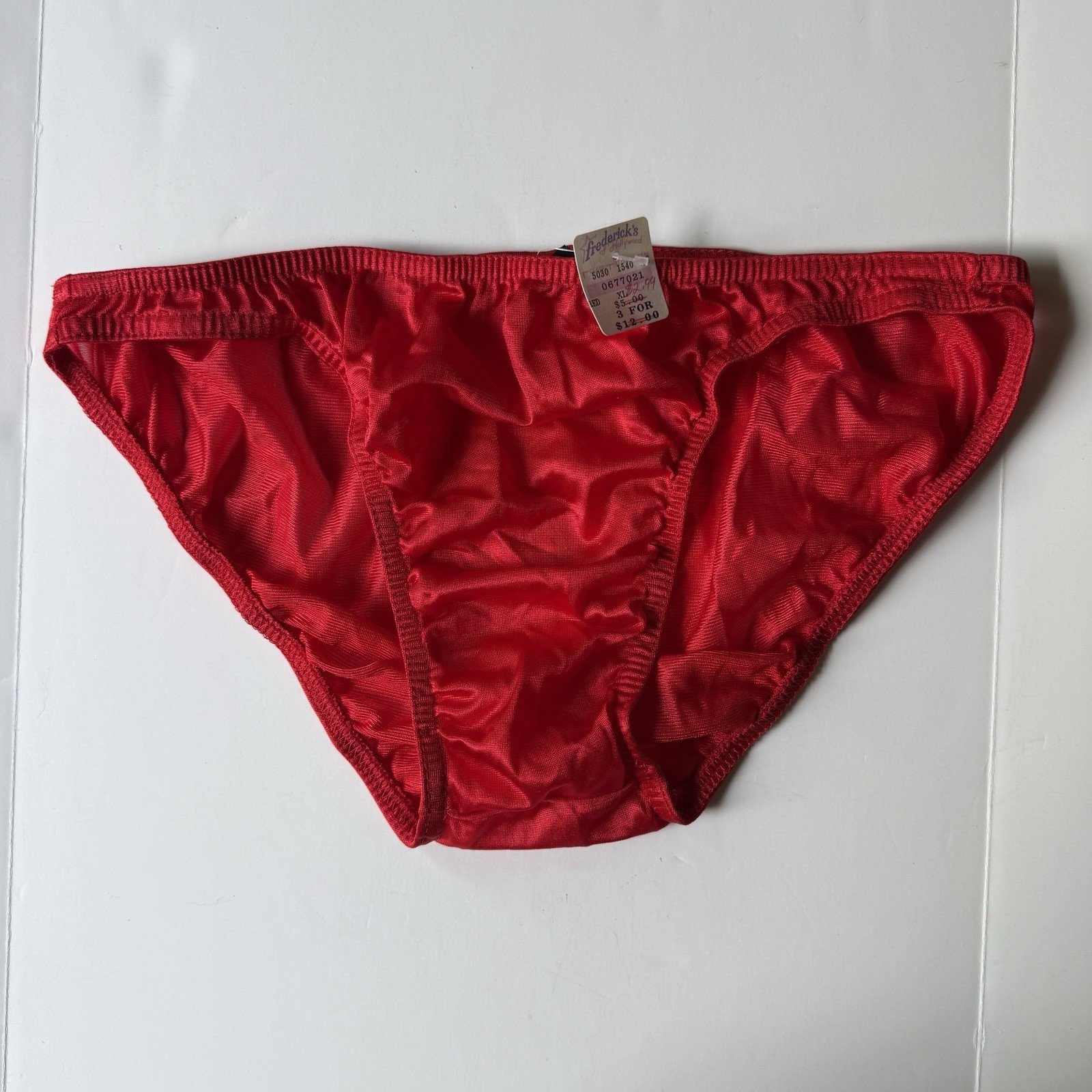 NEW VTG Frederick’s of Hollywood Red Shiny Nylon Panties Sz 1X Made in USA