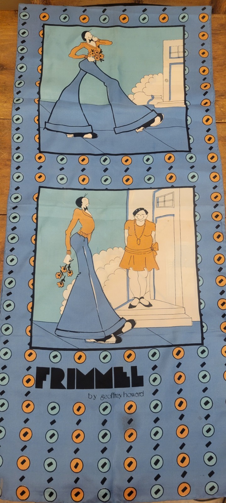 Geoffrey Howard FRIMMEL Silk Scarf Art Deco Mod Flapper Dancers Story Vintage