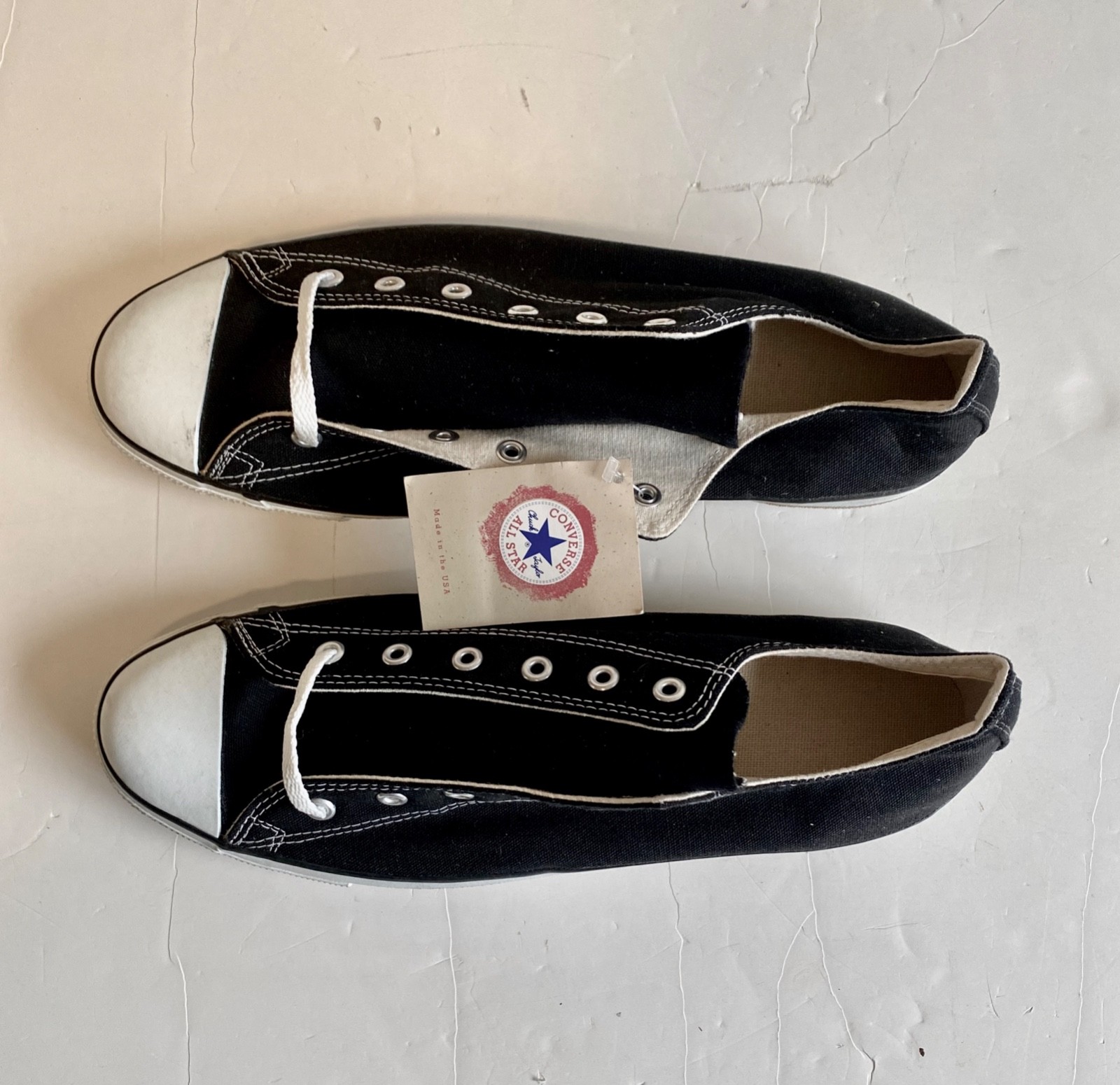 Vintage Anaconda Sports Shoes Black Canvas Low Cut Sneakers Converse NOS USA 15