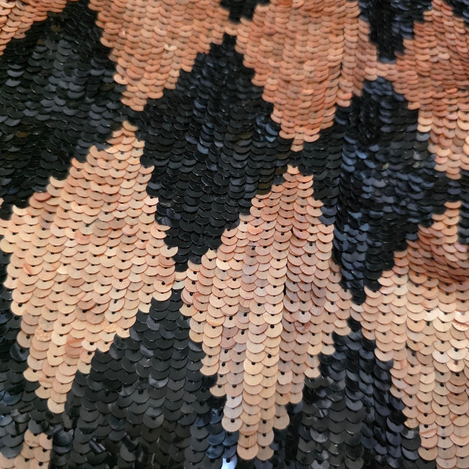 Lauren Alexandra Vintage Silk Sequin Harlequin Top Black Copper Diamond Blouse