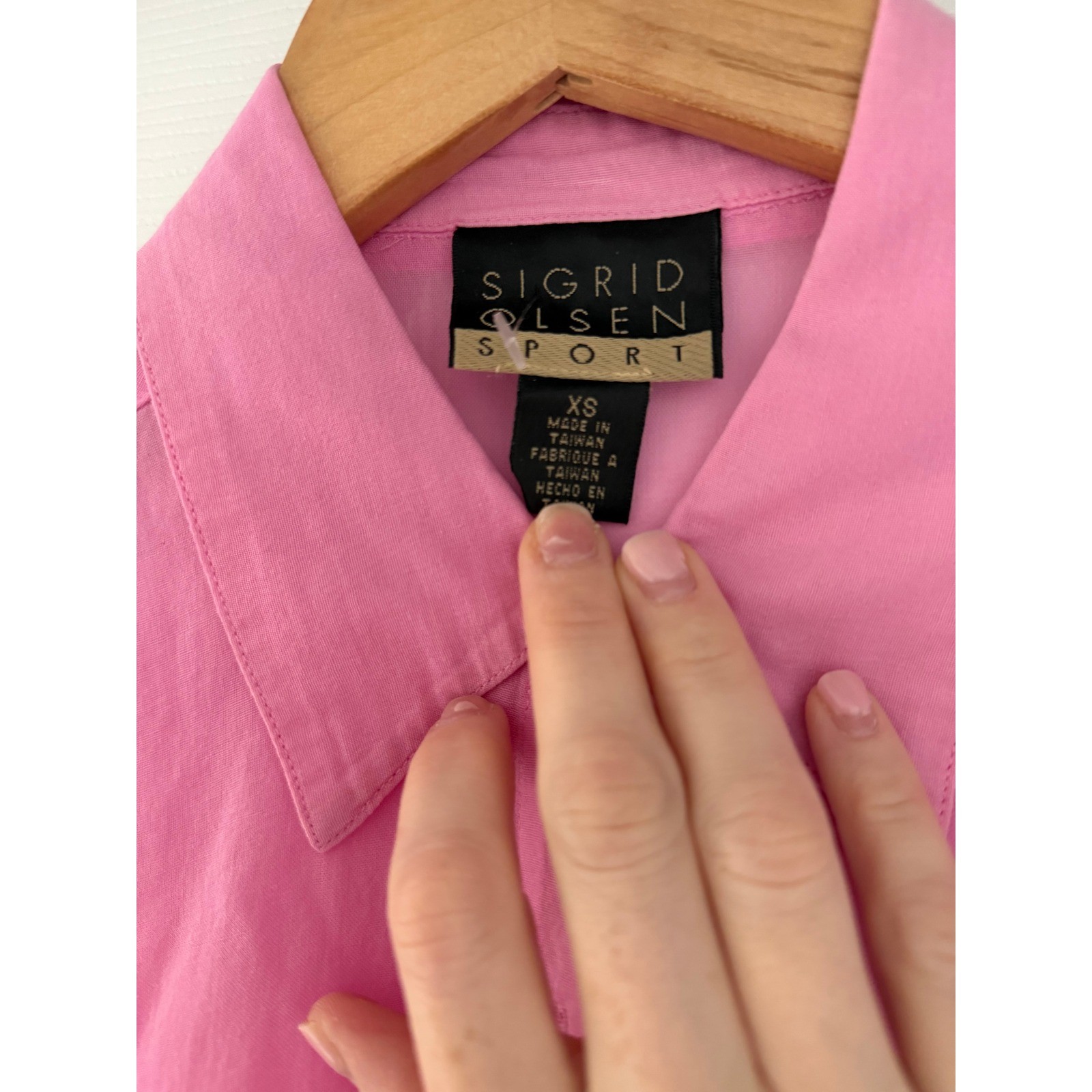 Vintage Womens Sheer Cotton Petal Pink Button Down Shirt Cottage Preppy Light