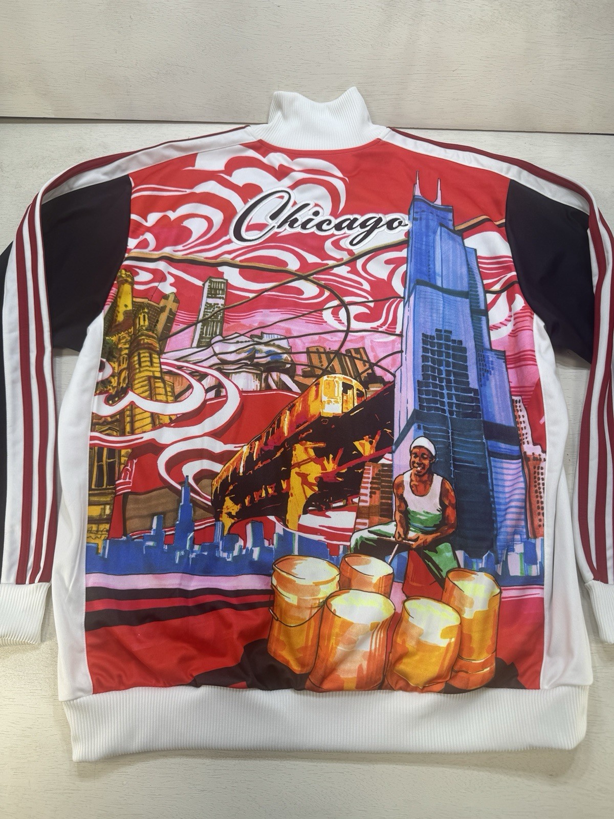 adidas Originals City Series ChiTown Chicago Warm-up Jacket Track Top Full Zip L
