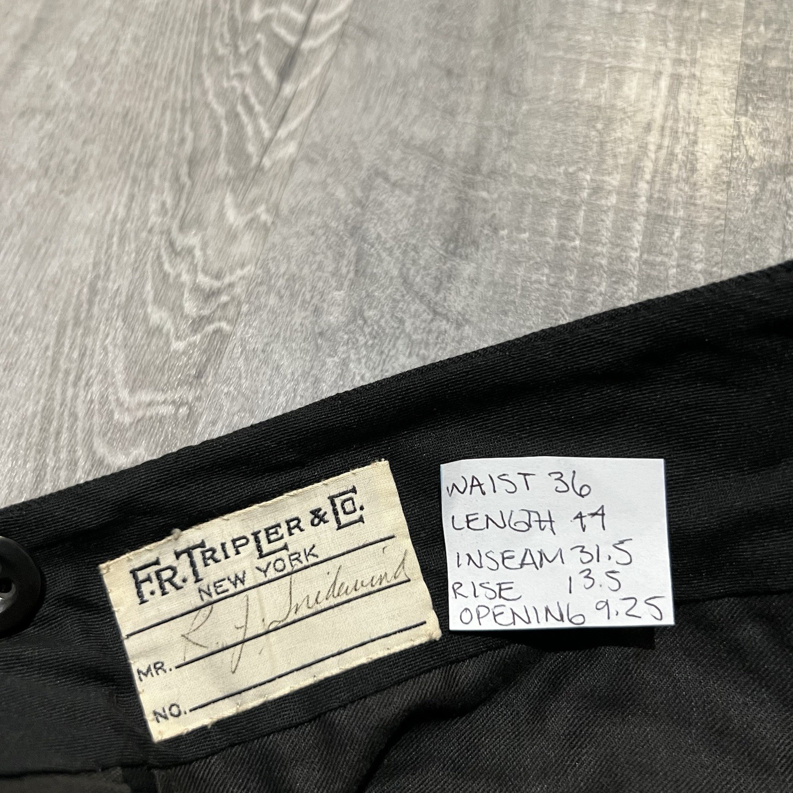 VTG 30s/40s F.R. Tripler & Co Pinstripe Black Suspender Trousers Pleated Pants