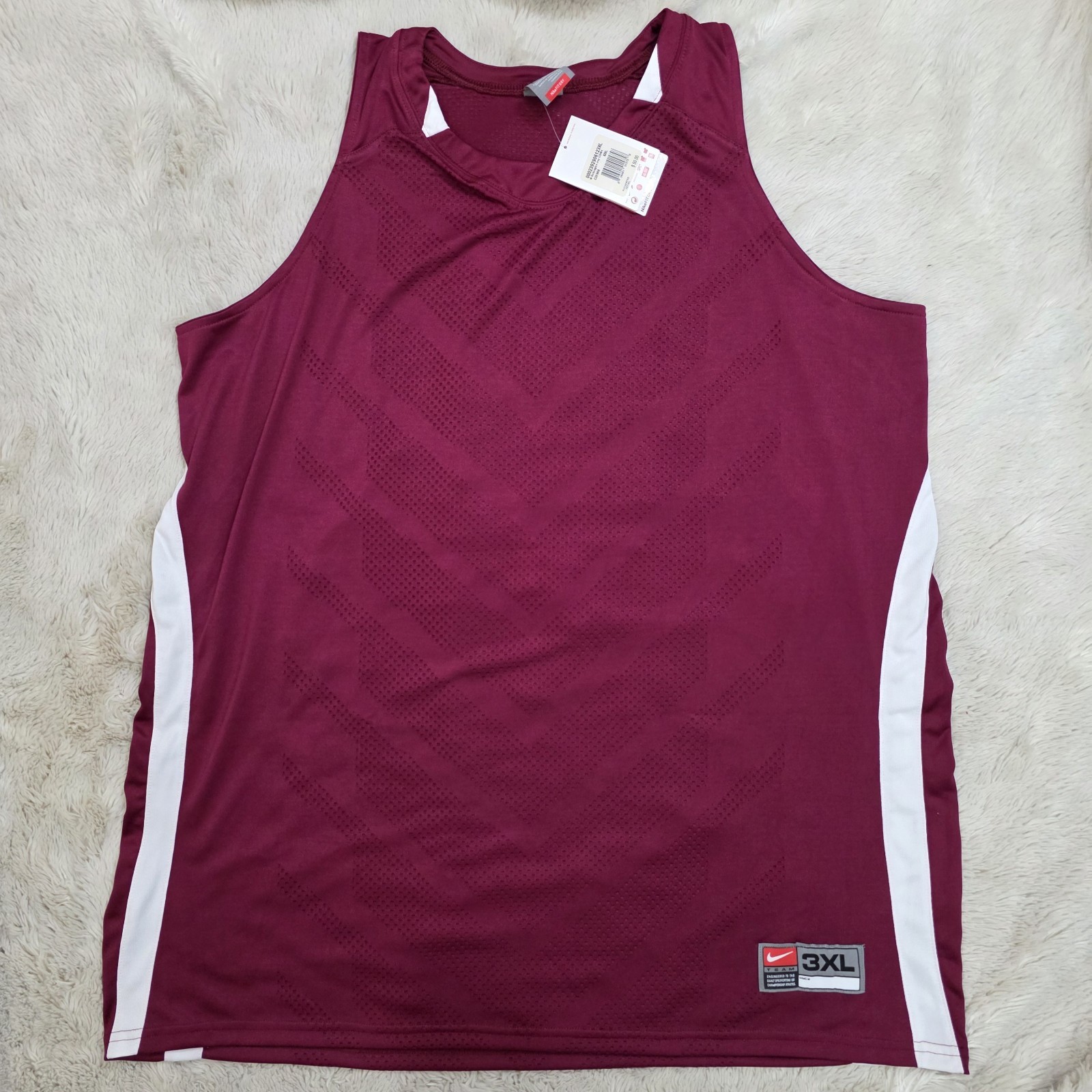 New W/ Tags Y2K Deadstock Team Nike Fit Dry Sleeveless Jersey Size 3XL Burgundy