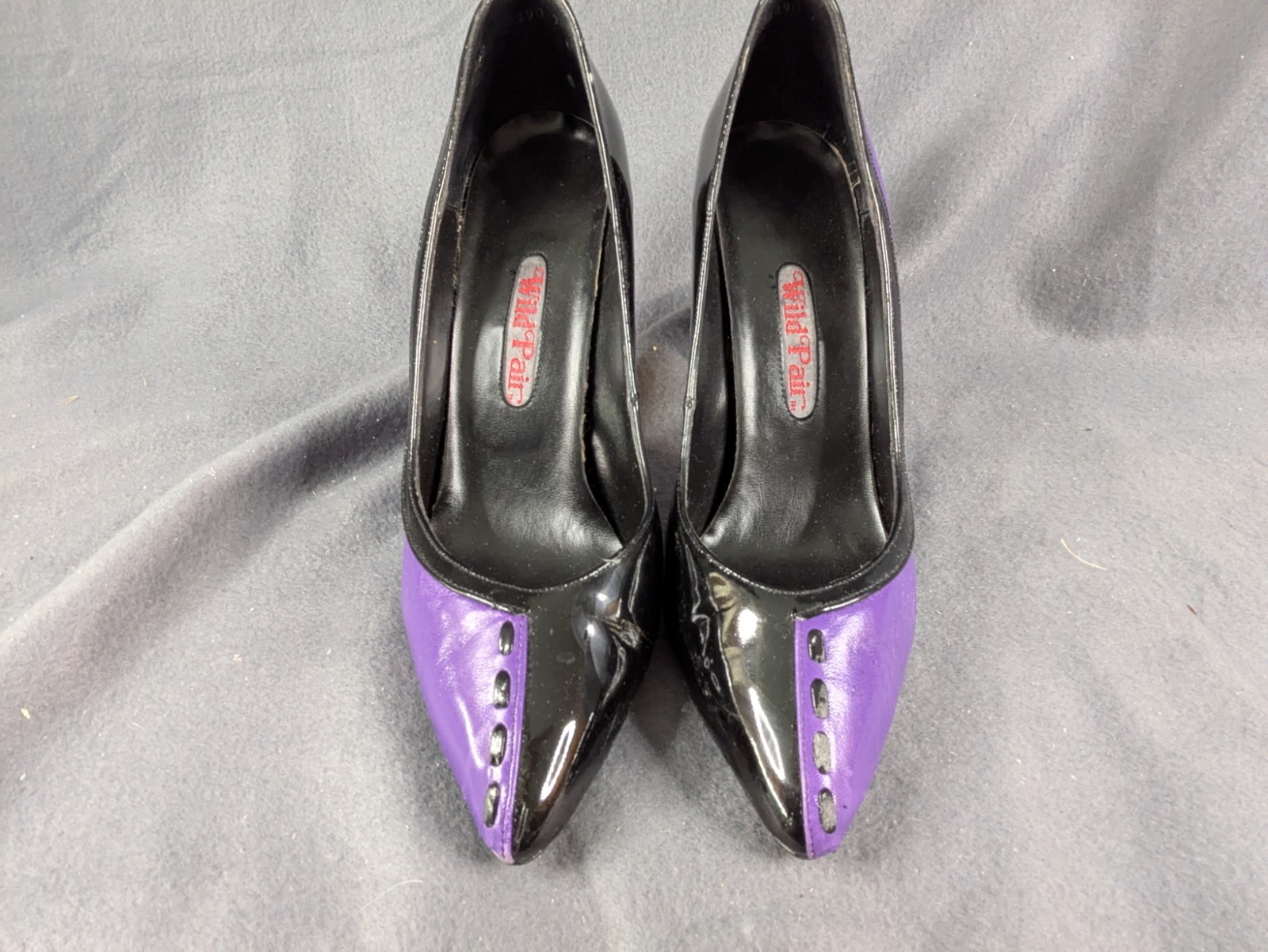 The Wild Pair Heels 1980s Vintage Purple And Black Womens Size 7 B S23