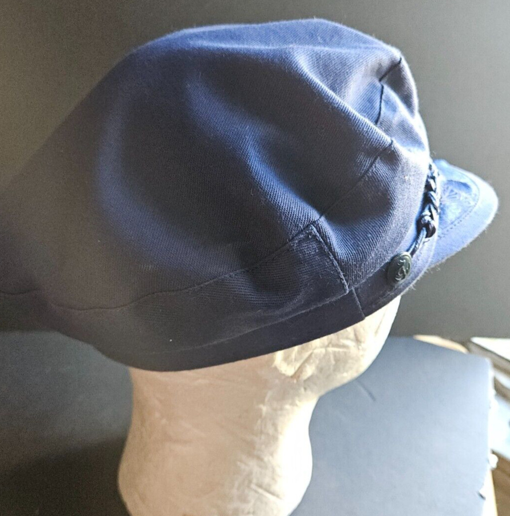 GREEK FISHERMAN’S CAP. MADE IN GREECE. BLUE WITH NICE EMBROIDERY. SIZE M / 7 1/8