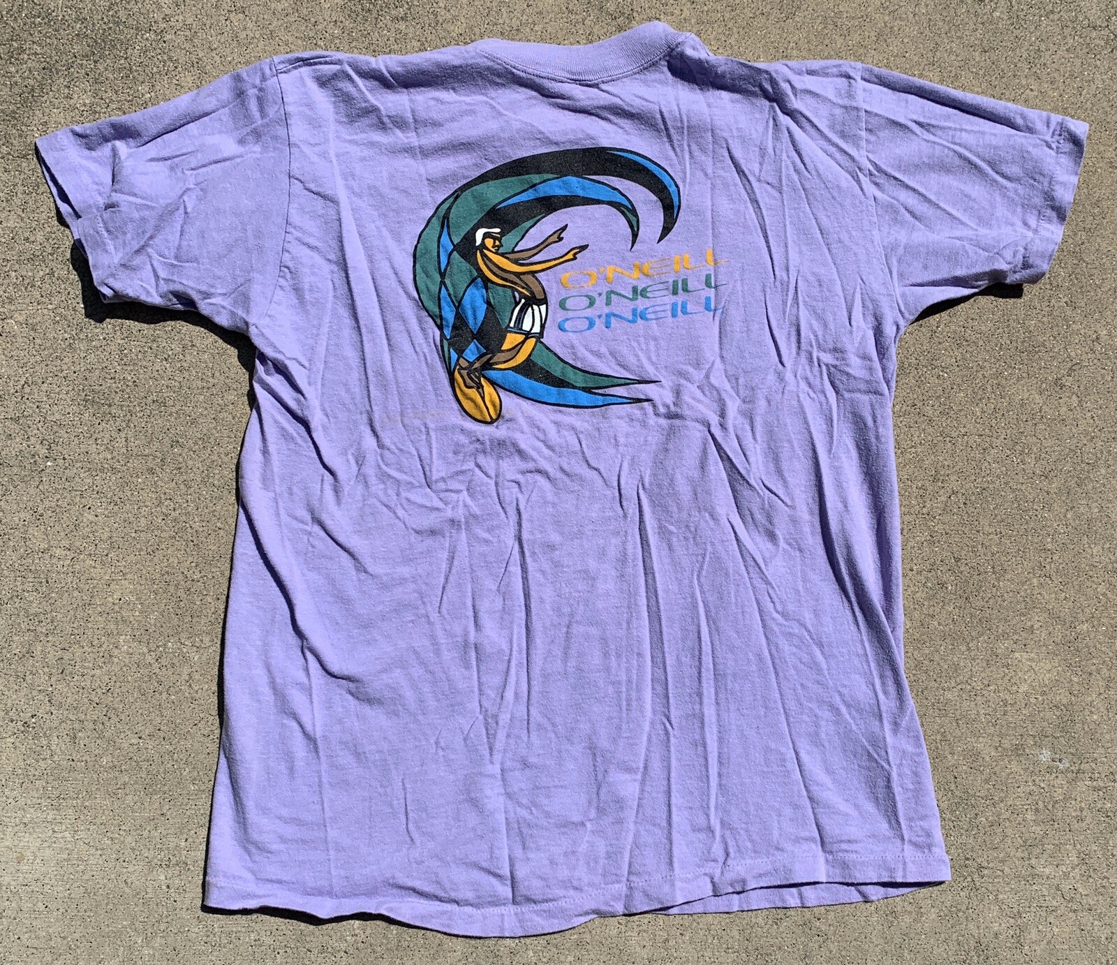 Vintage O’Neill Pocket Tee T-Shirt Surf Surfer Surfboard Graphics HI CRU Label L