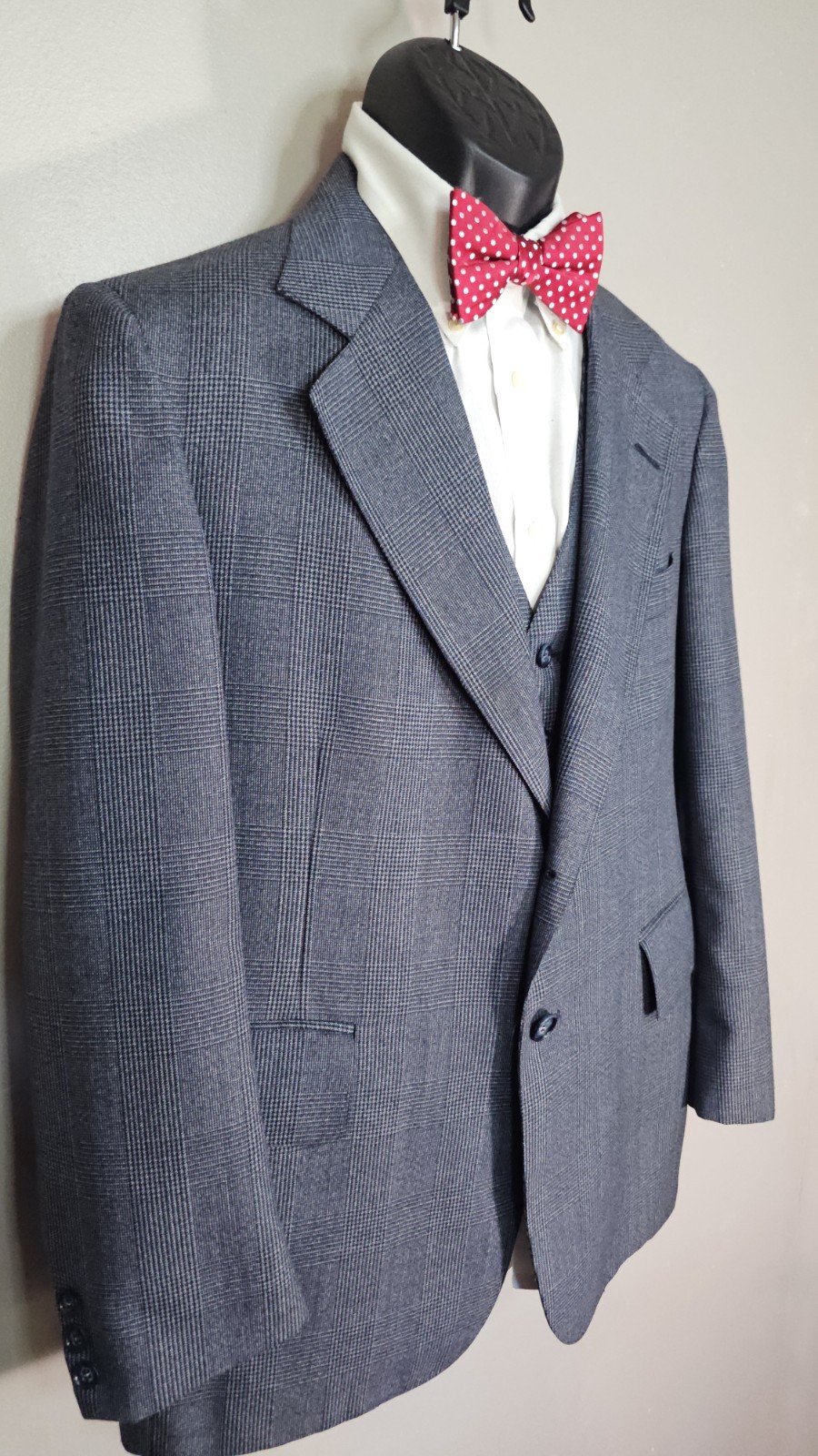 VTG 60/70s Union Made 🇺🇸 Werdenberg’s Blue Wool 3pc Suit 39R, 34×27 +NWT Tie