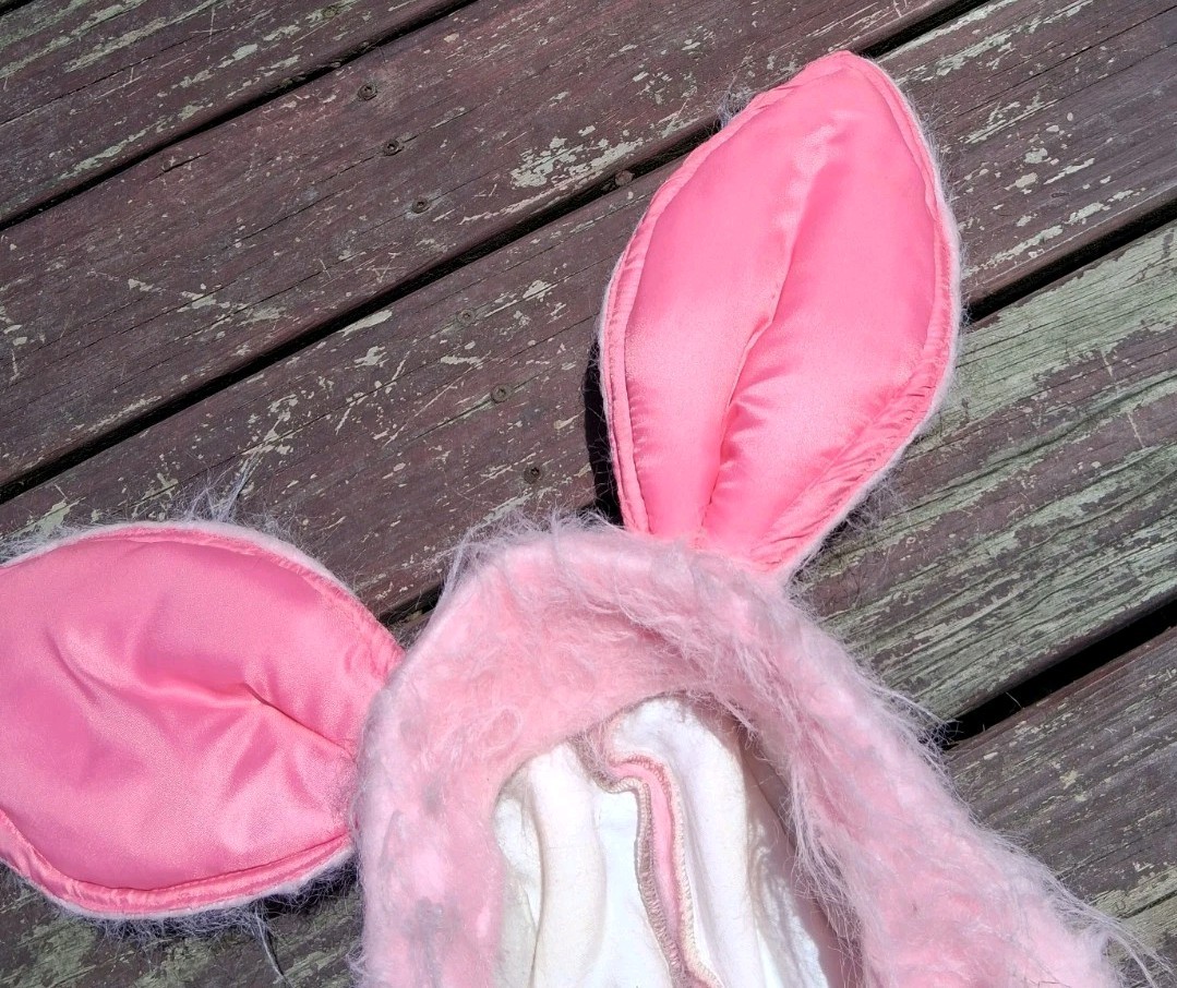 Vintage 1960s 1970s Pink Bunny Costume Hat Halloween Piglet
