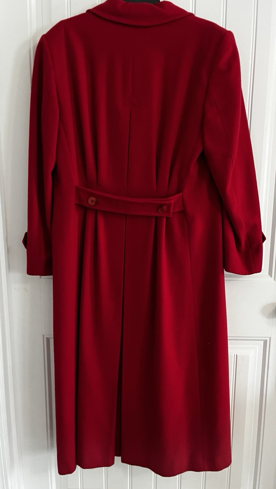 VTG Evan Picone Long 100% Wool Double Breasted Coat Women’s Medium Bright Red