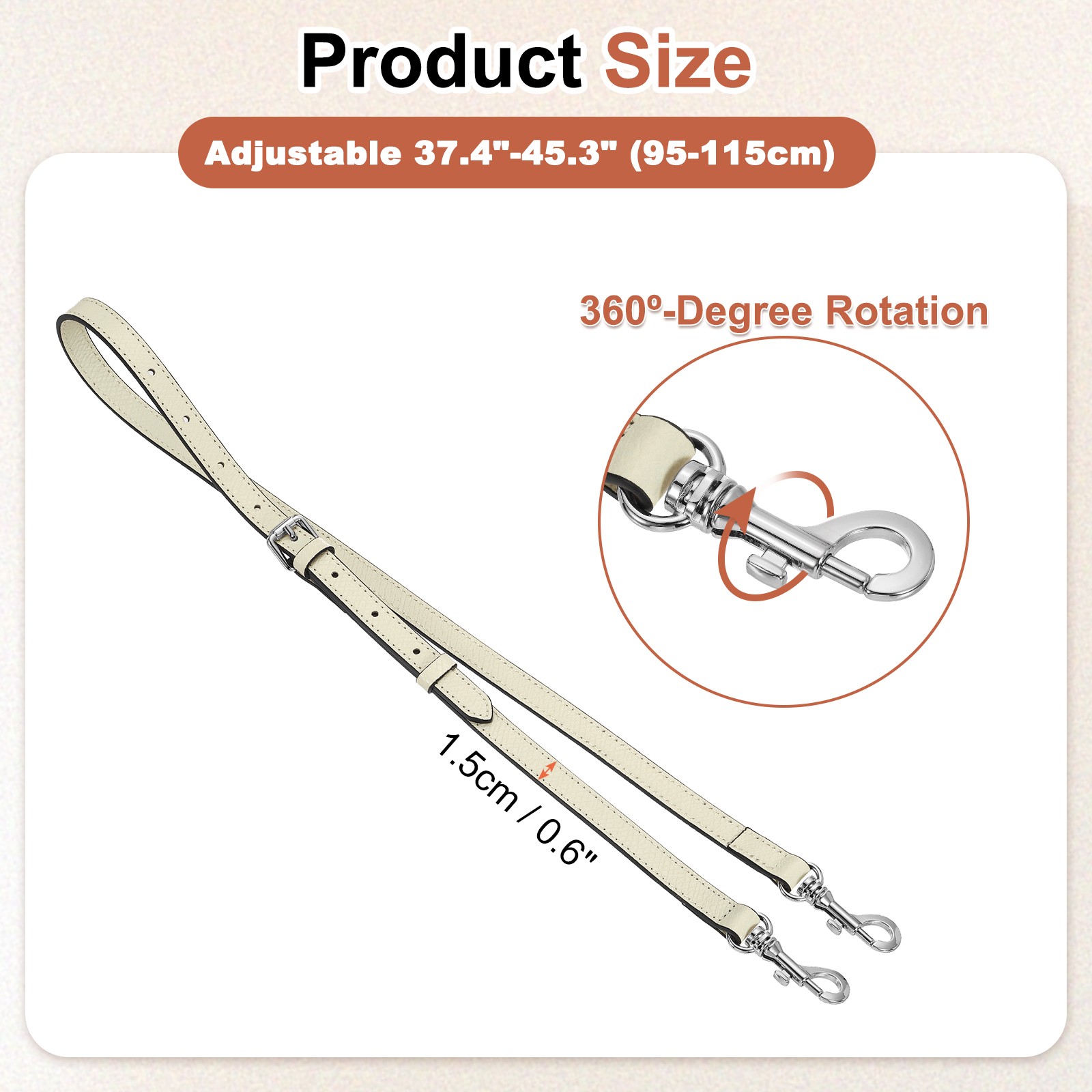 Bag strap 95-115cm grey silver buckle
