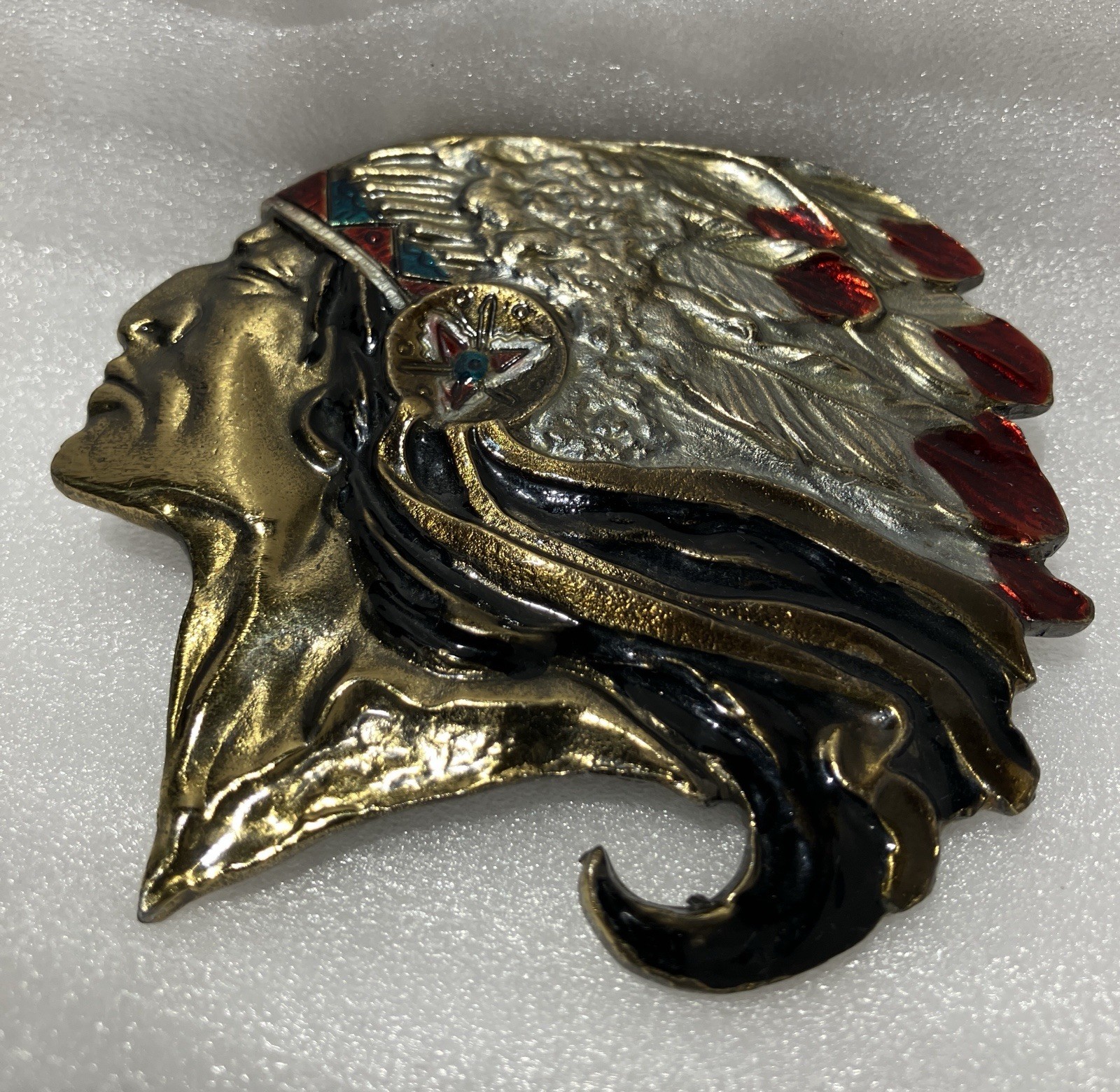 Vintage Great American Buckle CO Indian Chief Belt Buckle 1976 Limited Edition