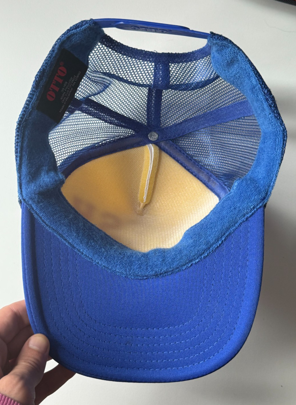OTTO Fresh Love Heart Foam Trucker Hat Blue White Snapback Mesh Retro Cap VTG