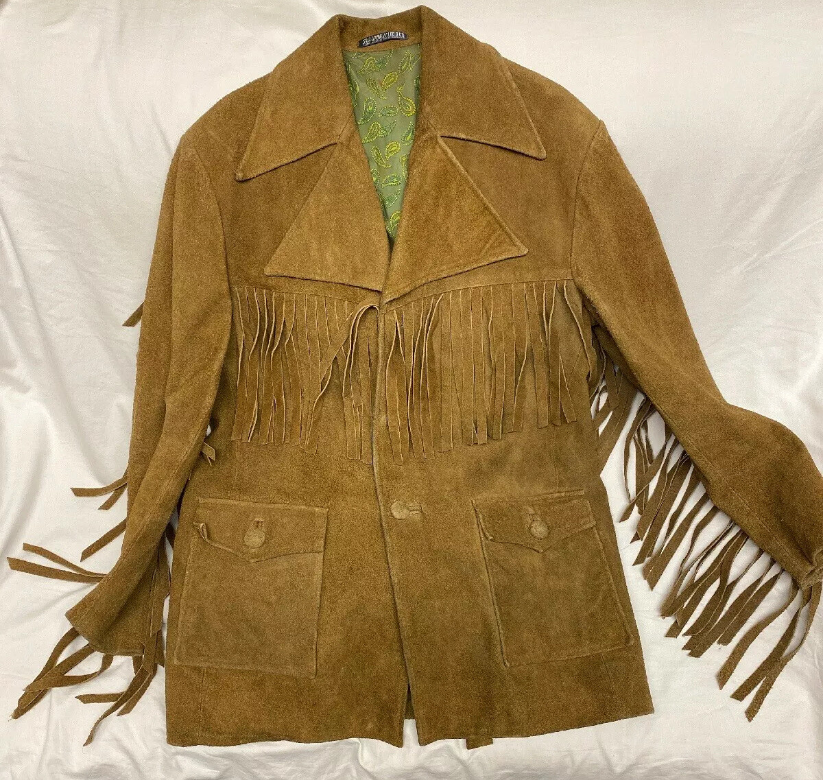 VTG Suede Fringed Jacket James S. Lee Custom Tailor Mens L/XL *See Description*
