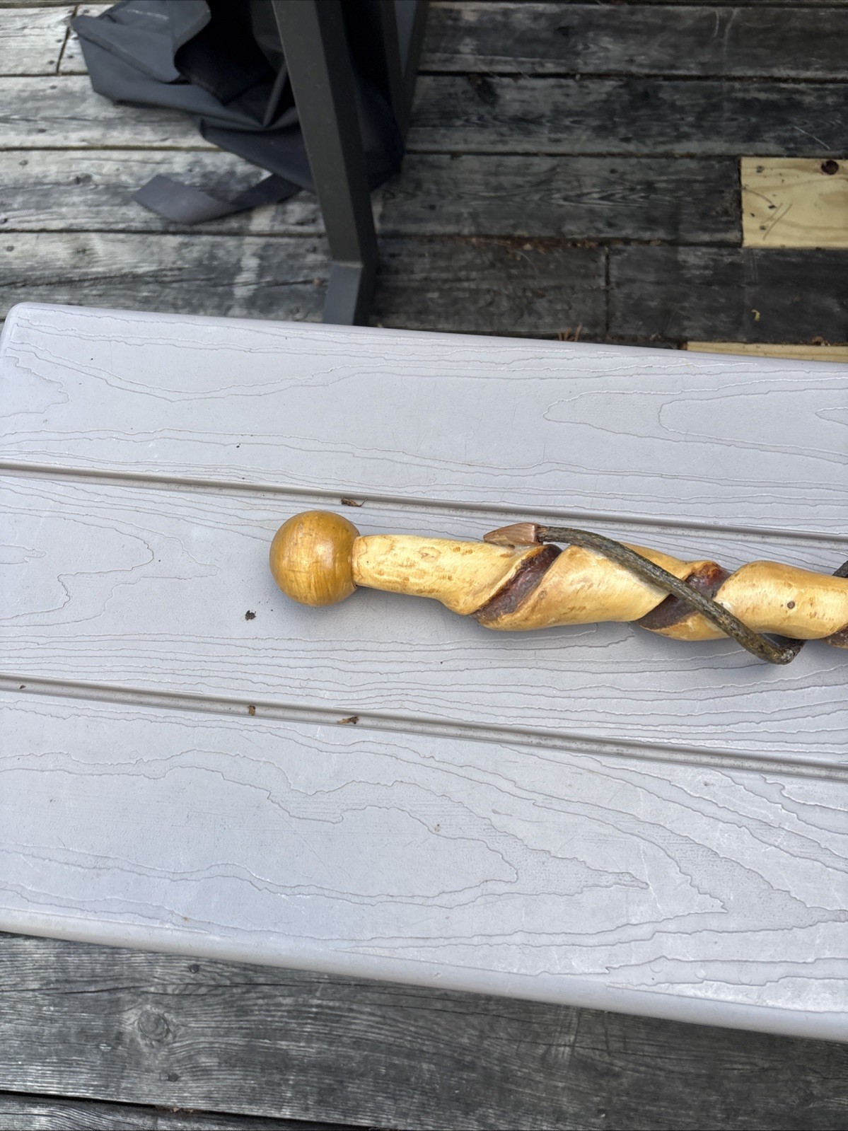 Wooden walking stick 41 Inches Long Unique Design With Vine Wrap