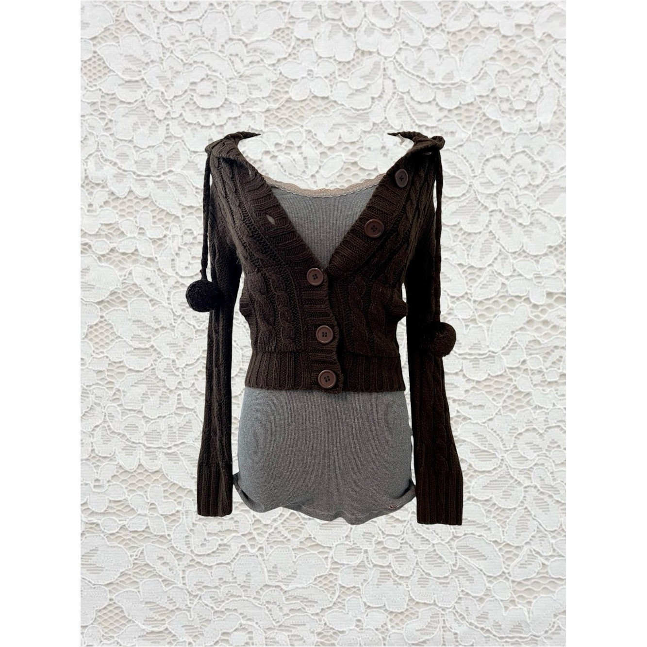 vintage hollister lace trim grey fitted tank top