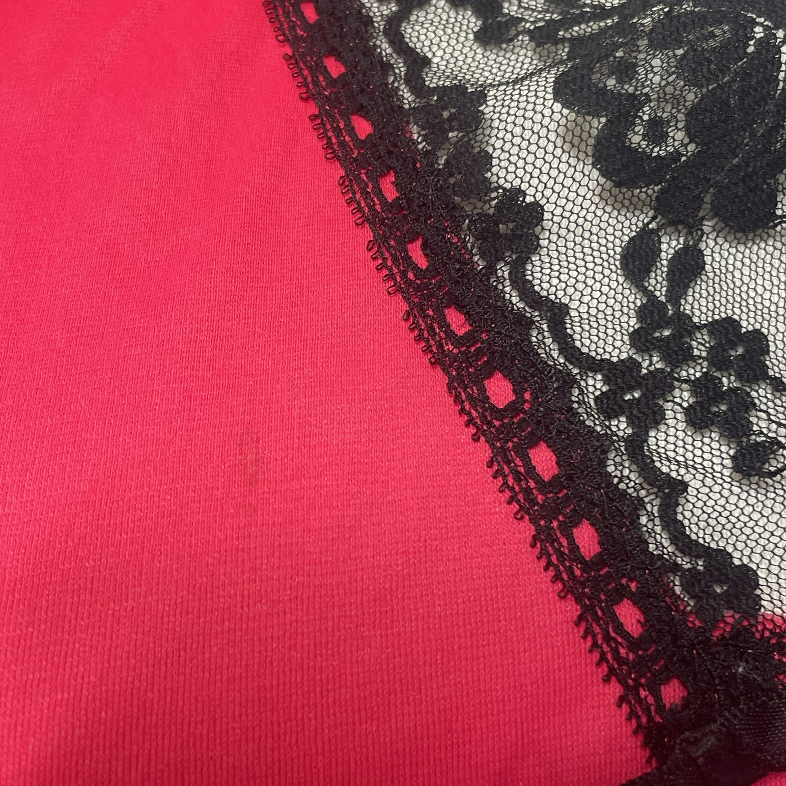 VTG Kayser Red Babydoll Nightgown Black Lace Trim Small Coquette Sexy Pin-up