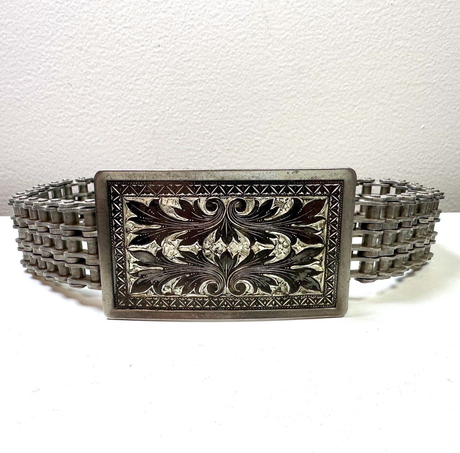 1970’s Easy Rider Motorcycle Chrome Chain Vintage Buckle Biker Belt
