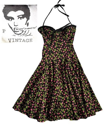 BETSEY JOHNSON Rosebud Floral Y2K “VINTAGE” Punk Label Stretch Cotton Dress P XS