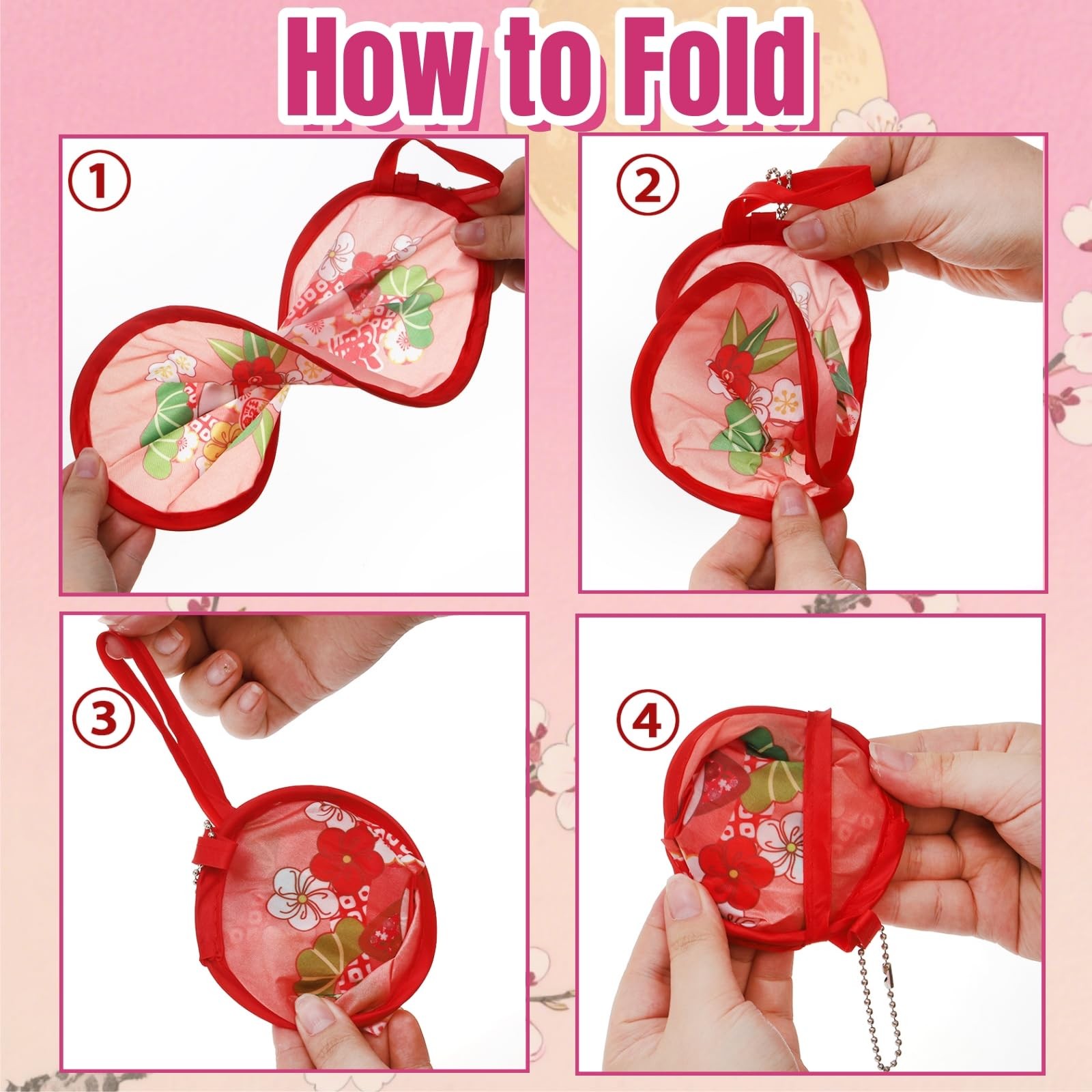 Collapsible Handheld Fans, Portable Round Japanese Foldable Fan Festival Decor