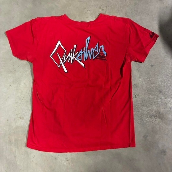 Vintage Quiksilver Surf Tee Red White Graphic Y2K Skater Beach