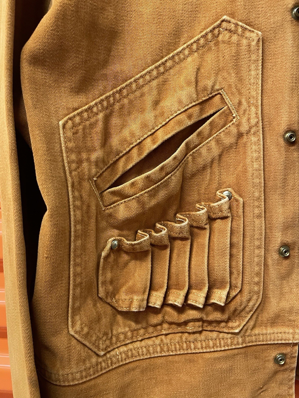 Contact By Miller Tan Vintage snap Button Jacket w/ Multiple Pockets RARE Sz 44