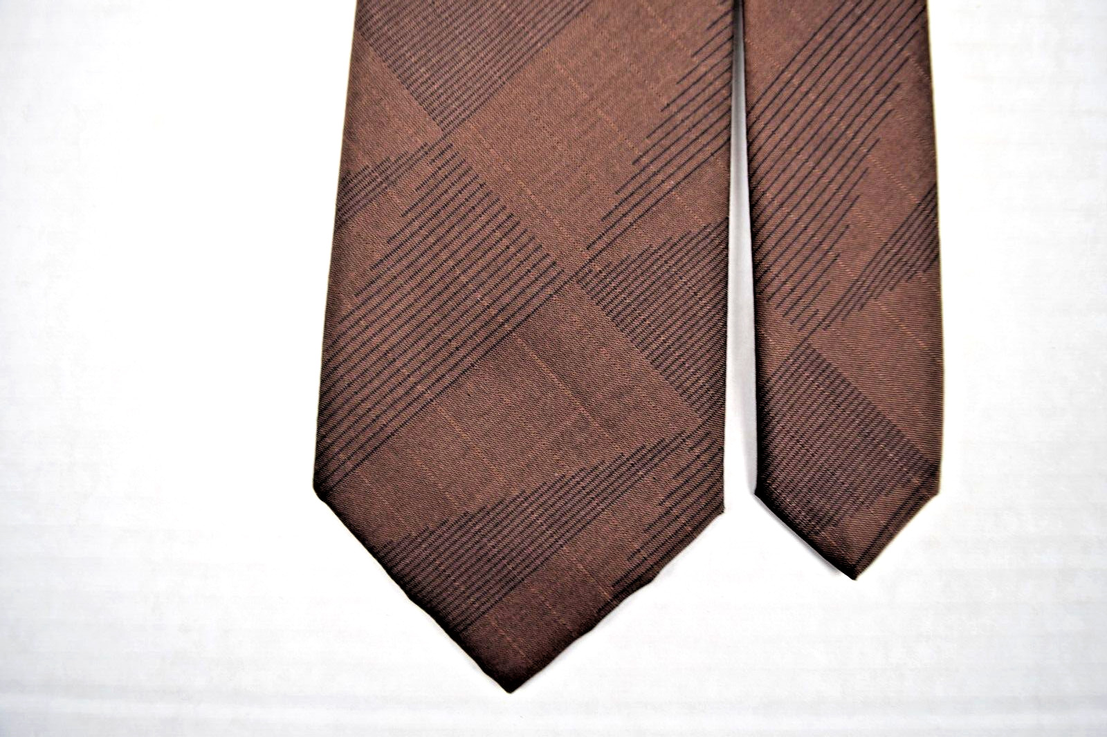 Neck Tie VTG Brown 50s 60s Art Deco Modern Design Brocade 54.5″ x 3.25″