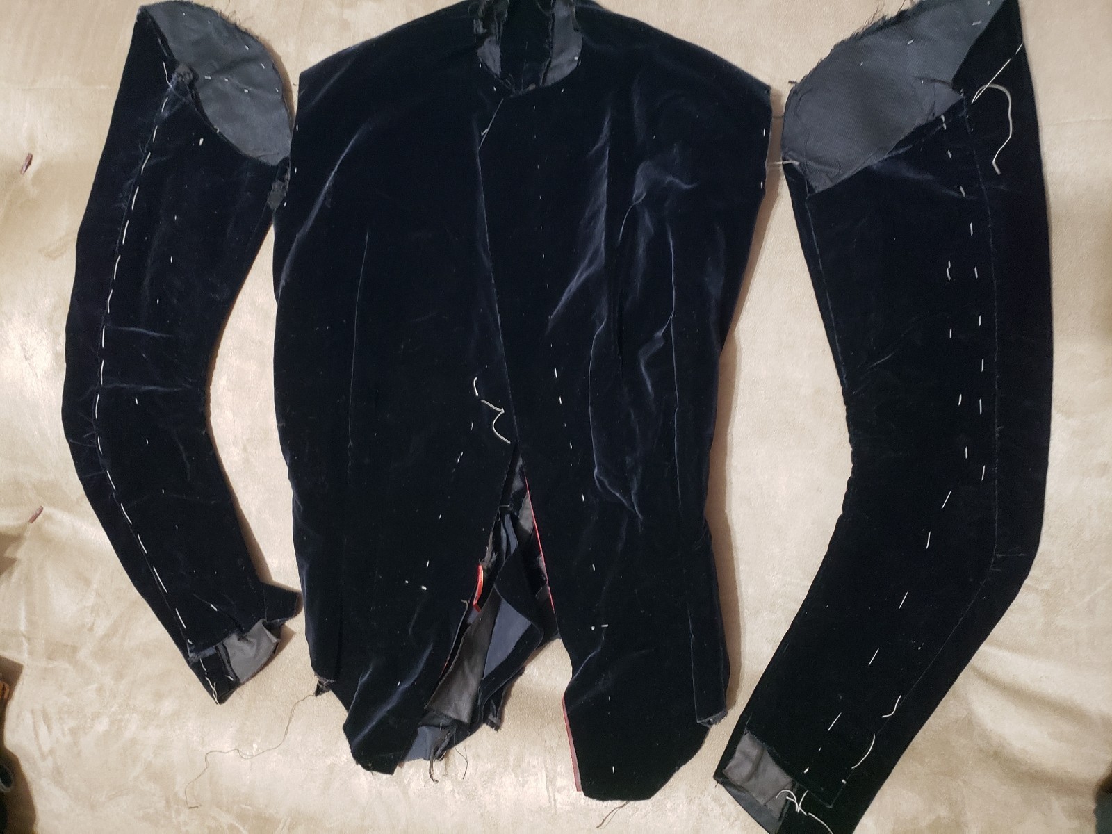 Antique Victorian Black Velvet Jacket Toddler Young Boy 1870s Not Finished