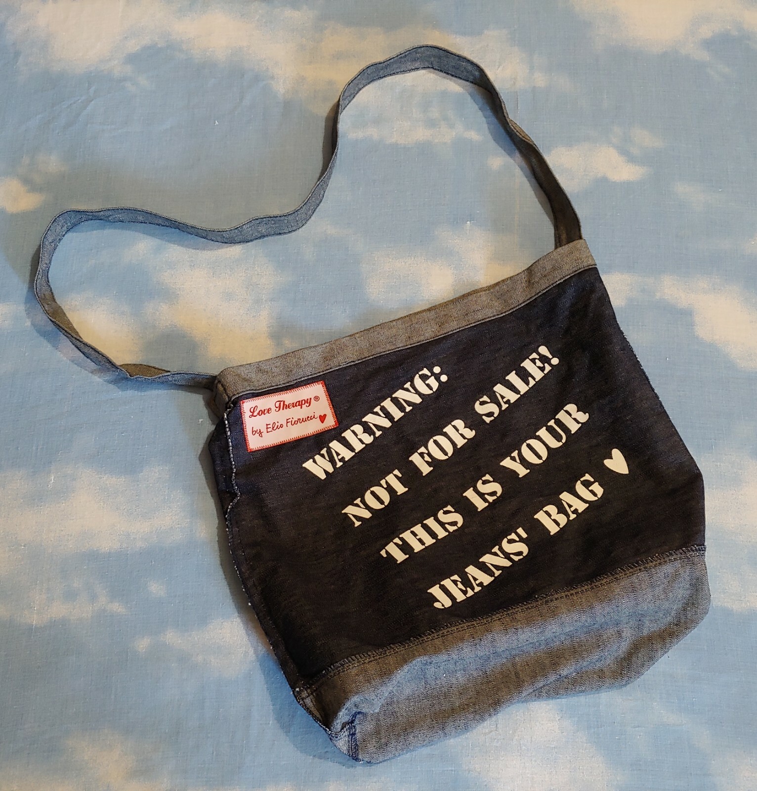 Vintage LOVE THERAPY by ELIO FIORUCCI Double Sided Jeans Bag New RARE