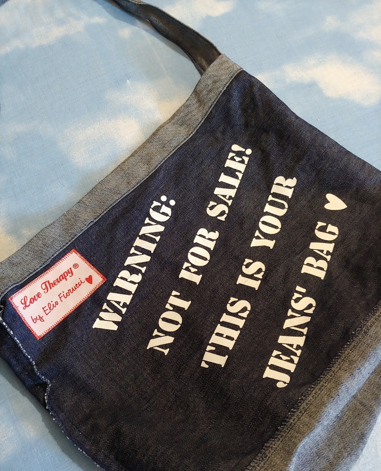 Vintage LOVE THERAPY by ELIO FIORUCCI Double Sided Jeans Bag New RARE